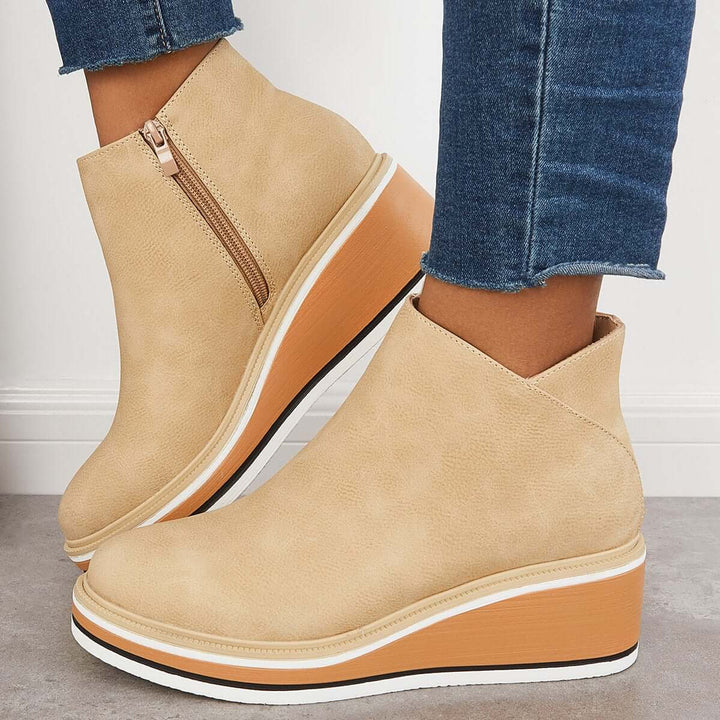 Blair Locket Ankle Boots – Beige