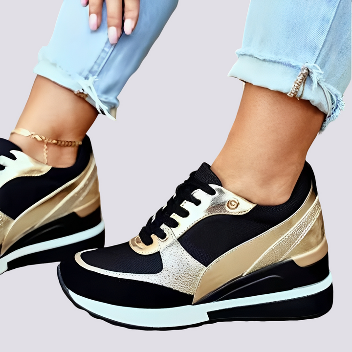 Georgia Sonnet Platform Sneakers – Gold