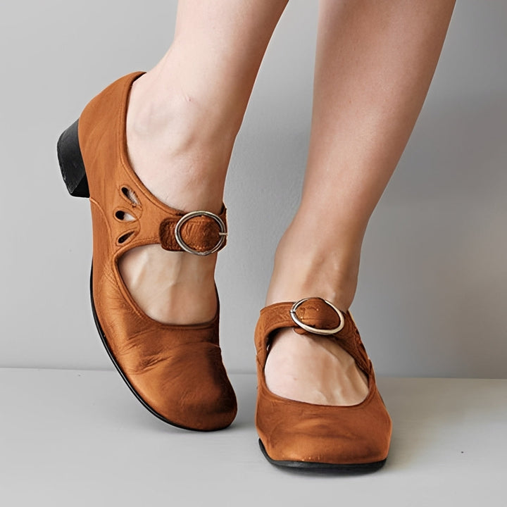 Rowan Locket Mary Jane Flats – Brown