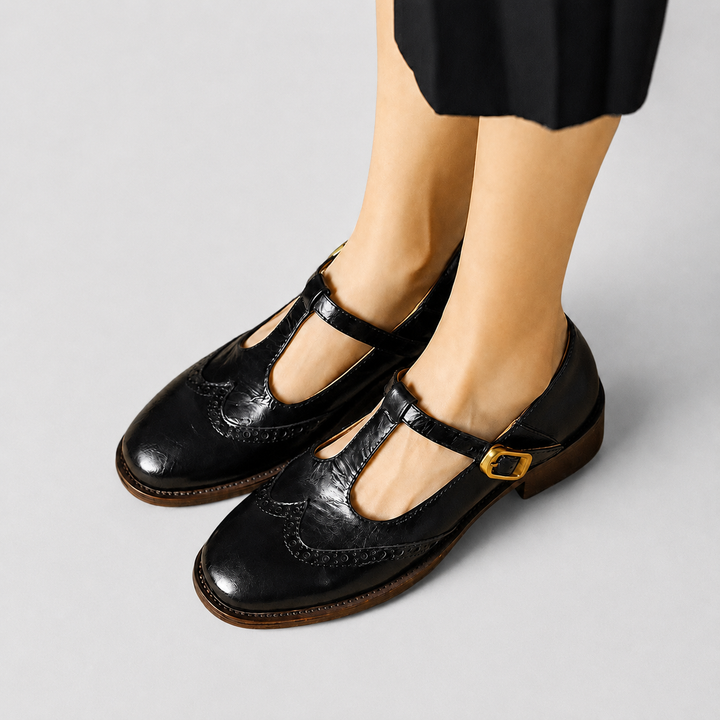 Lacey Ribbon Mary Jane Flats – Black