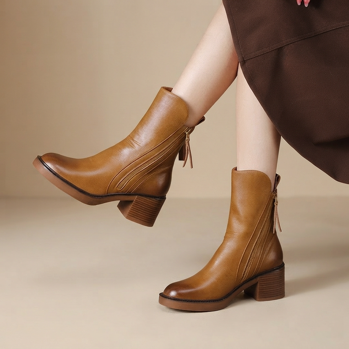 Lennon Ribbon Ankle Boots – Brown