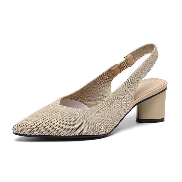 Elodie Sonnet Slingback Heels – Beige