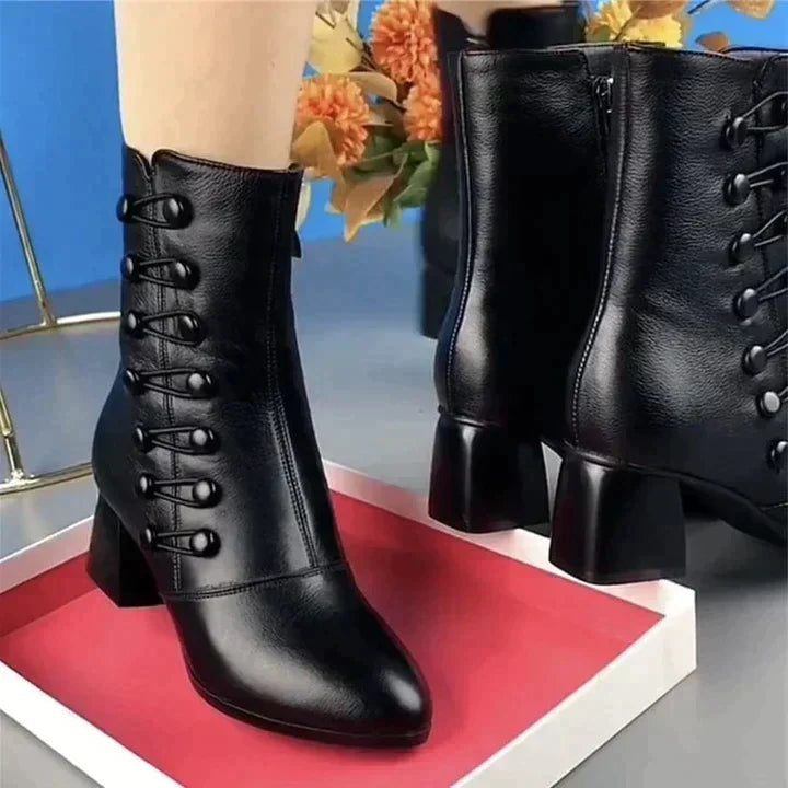 Sadie Plume Lace-Up Ankle Boots by Belsetta