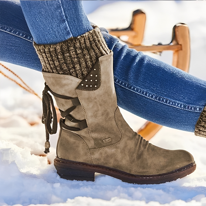 Kinsley Ribbon Winter Boots – Brown