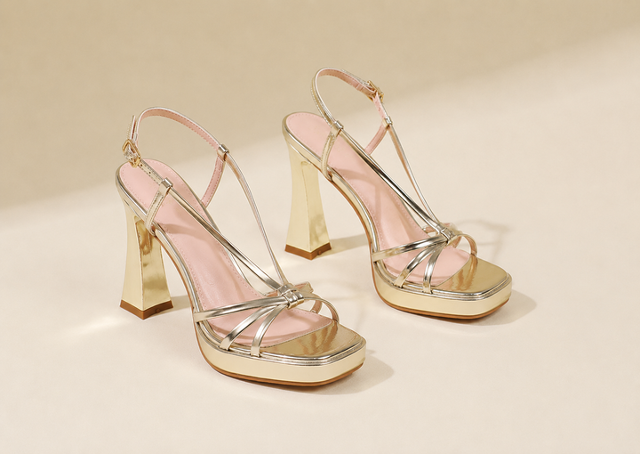 Kendall Cameo Platform Heels – Gold