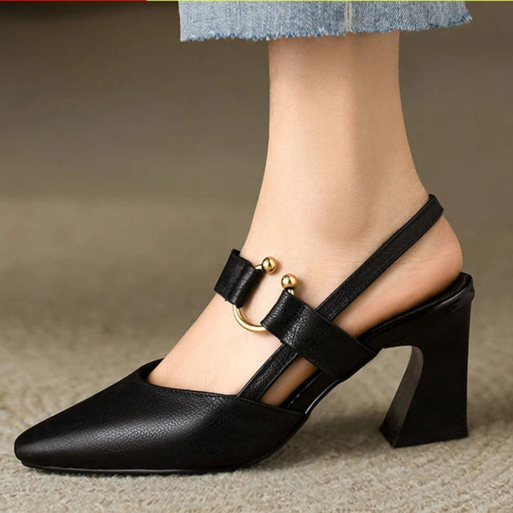 Quinn Sonnet Slingback Heels – Black
