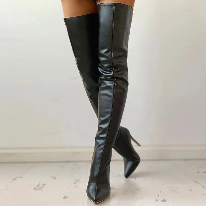 Cassidy Posy Knee-High Boots – Black