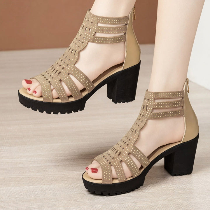 Teagan Ribbon Heeled Sandals – Beige