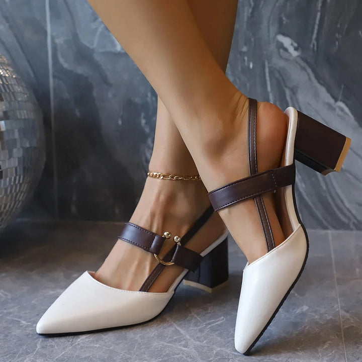Lacey Posy Slingback Heels – White