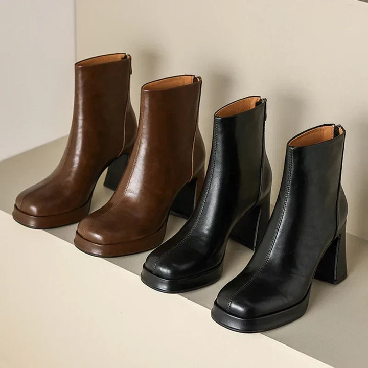 Estelle Plume Heeled Boots by Belsetta