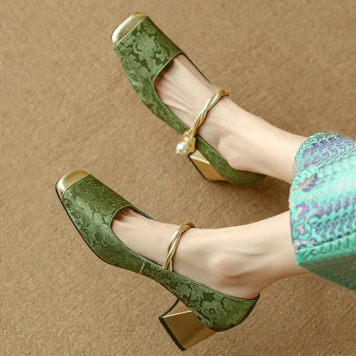 Della Petal Block-Heel Pumps by Belsetta