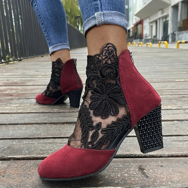 Esme Bloom Lace Ankle Boots by Belsetta