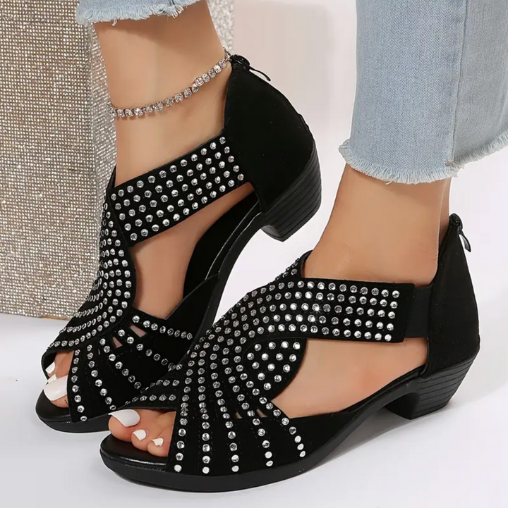 Bronte Plume Heeled Sandals by Belsetta