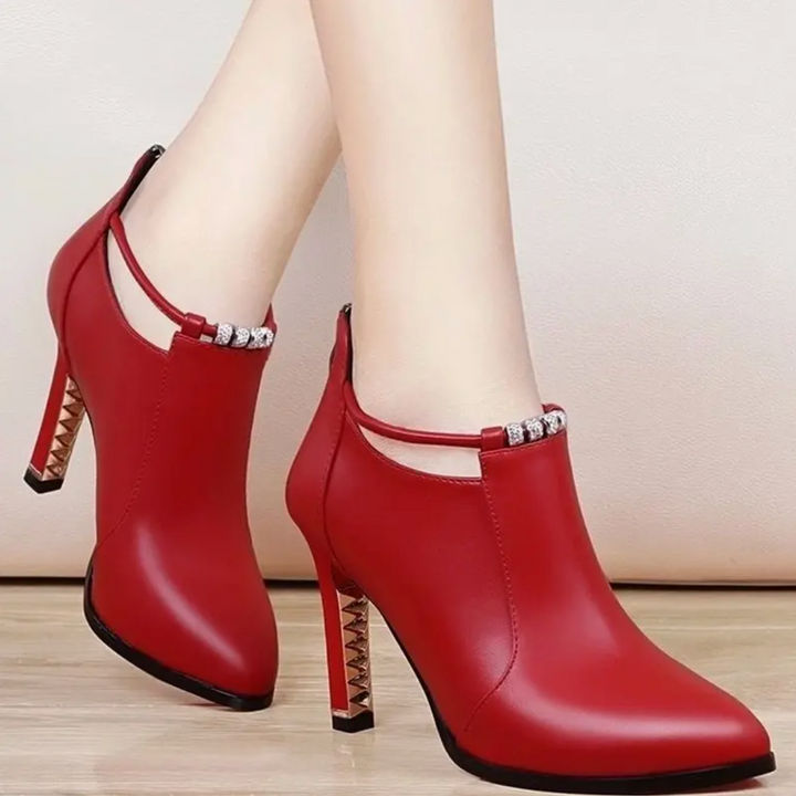 Flora Plume Stiletto Ankle Boots by Belsetta