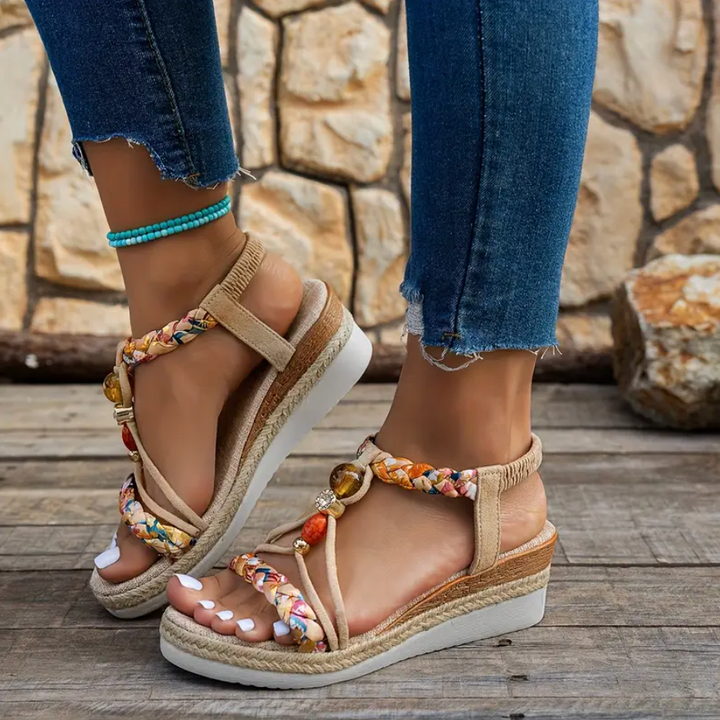 Celia Plume Wedge Sandals by Belsetta