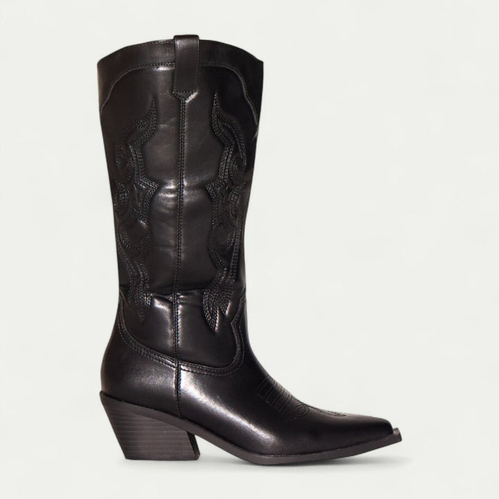 Teagan Sonnet Western Ankle Boots – Black