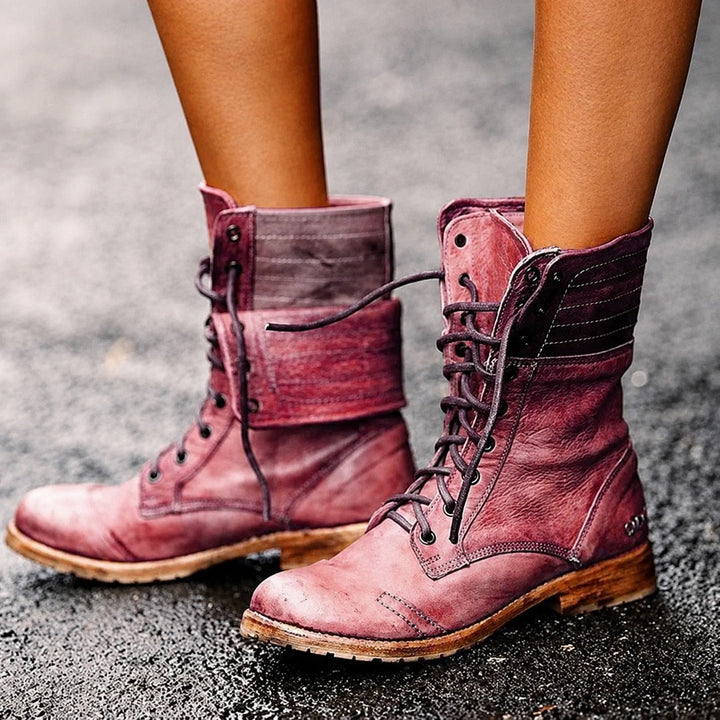 Brielle Cameo Ankle Boots – Red