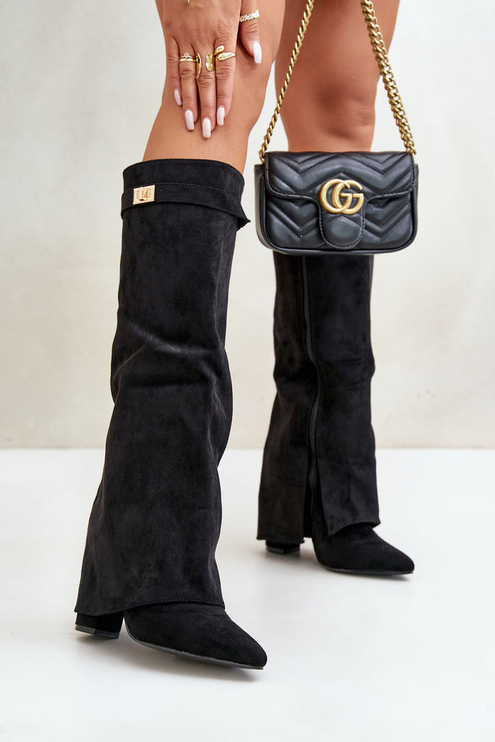 Blair Posy Knee-High Boots – Black