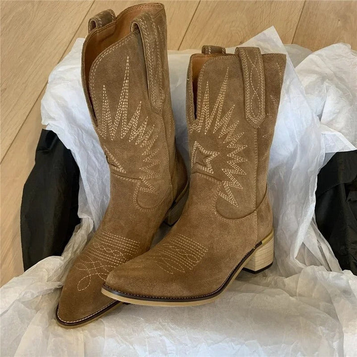 Everly Posy Western Ankle Boots – Brown
