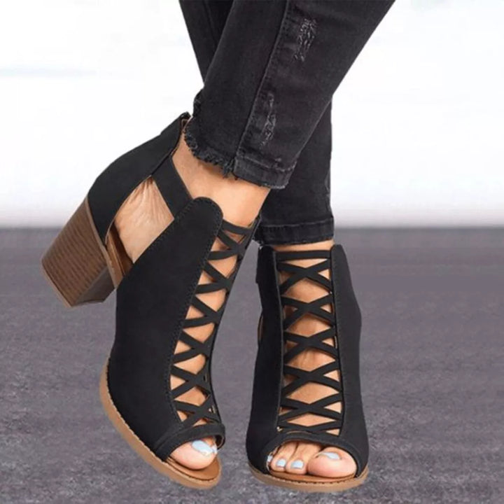 Lennox Locket Heeled Sandals – Black