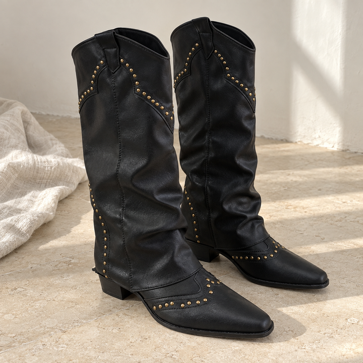 Kinsley Posy Western Ankle Boots – Black