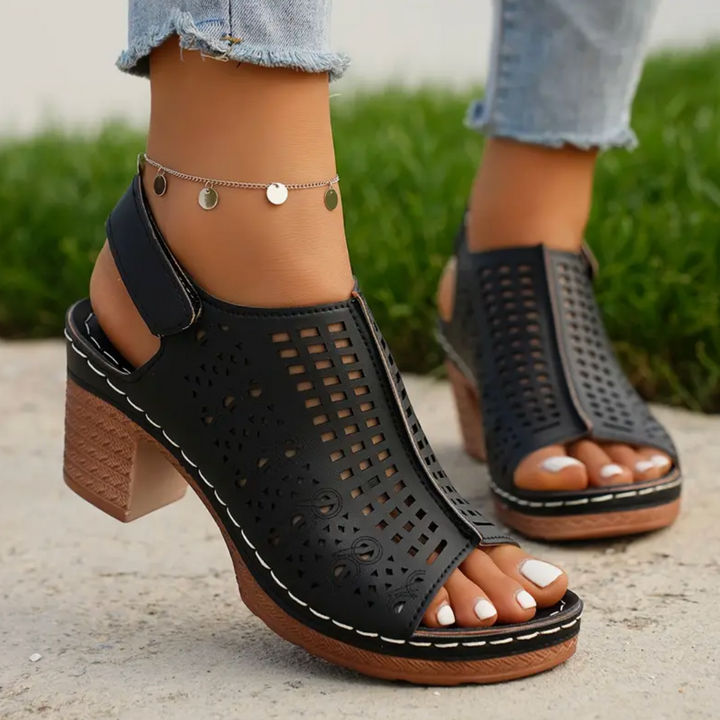 Grace Petal Heeled Sandals by Belsetta