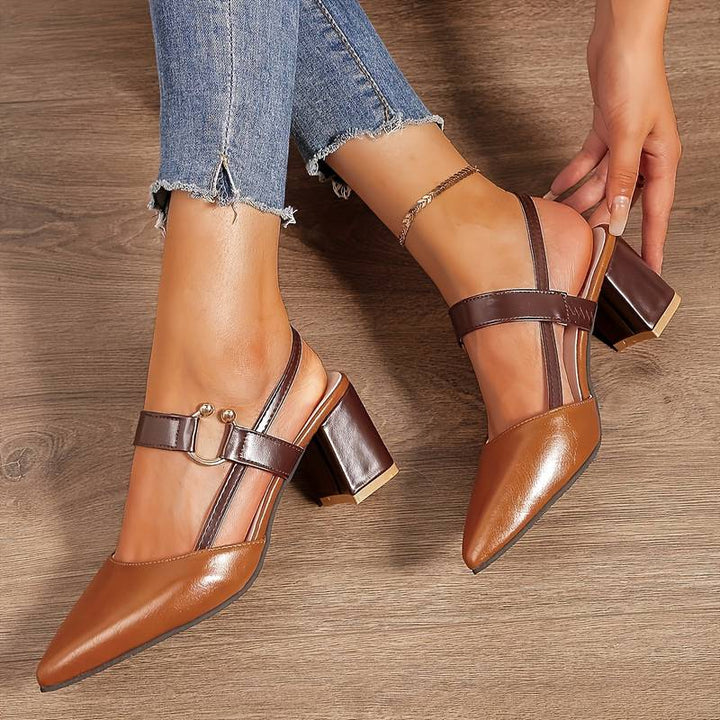 Tatum Sonnet Slingback Heels – Brown