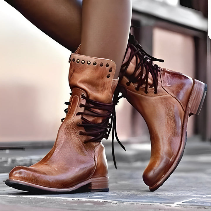 Harlow Ribbon Ankle Boots – Brown