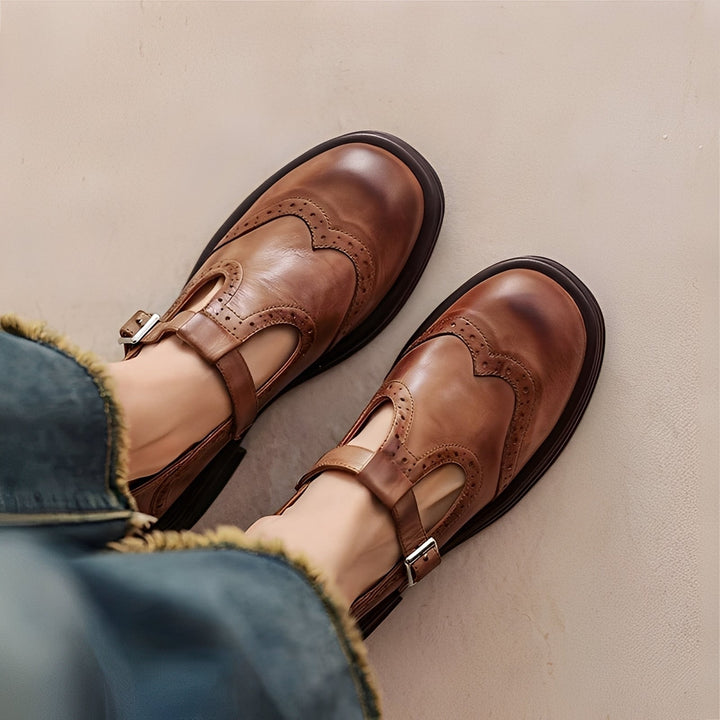 Brielle Locket Monk Strap Shoes – Brown