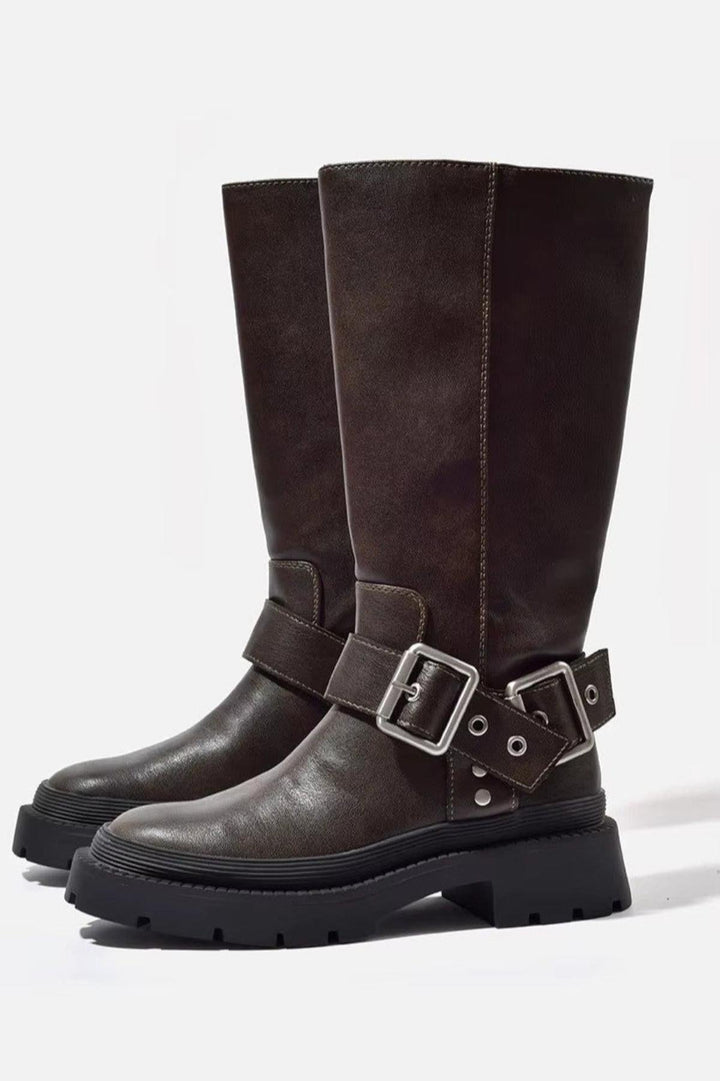 Hayden Locket Knee-High Boots – Brown