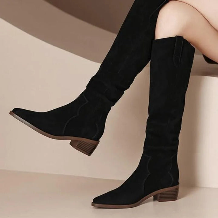 Riley Posy Knee-High Boots – Black